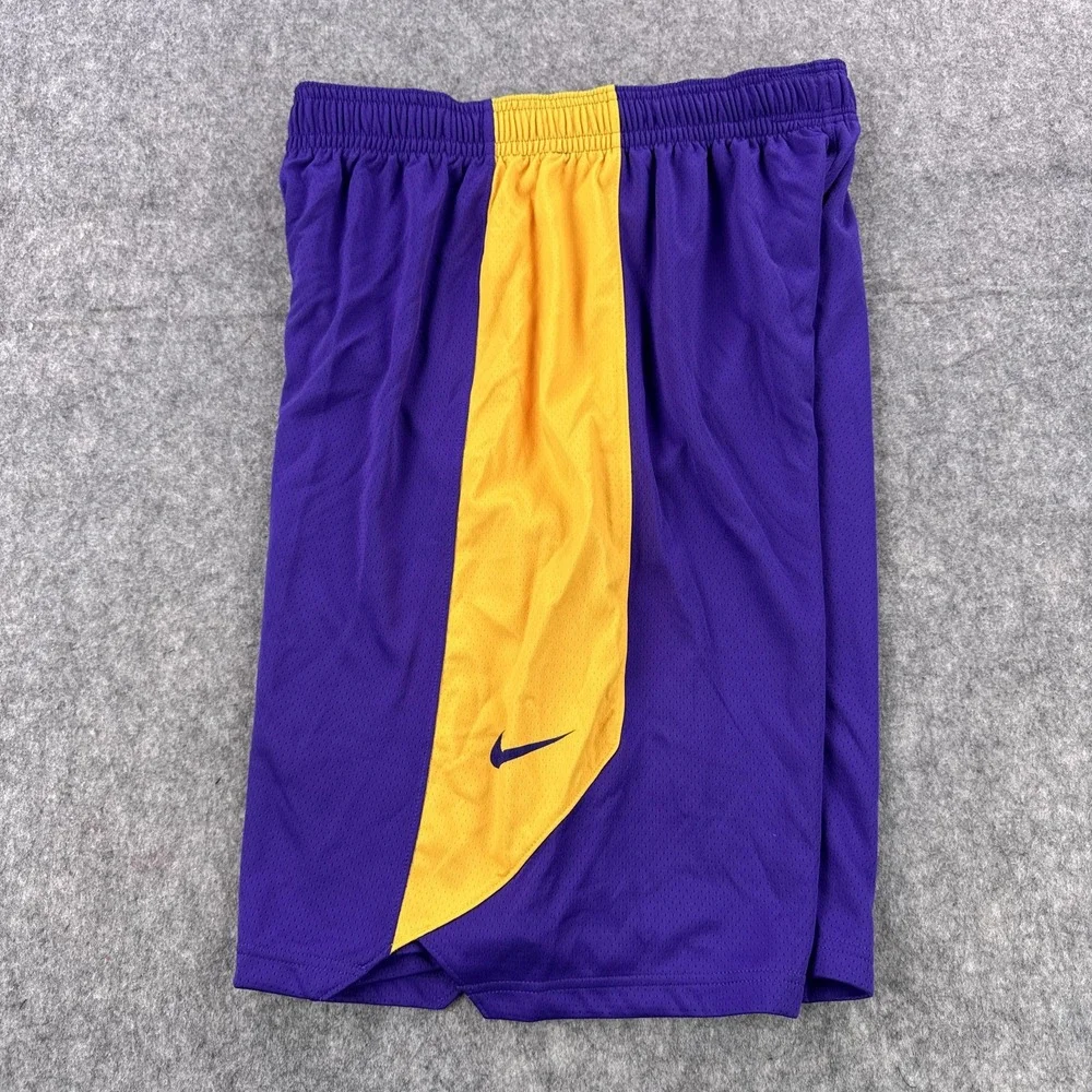 Los Angeles Lakers Shorts Mens Large Tall Purple Yellow NBA Basketball Nike